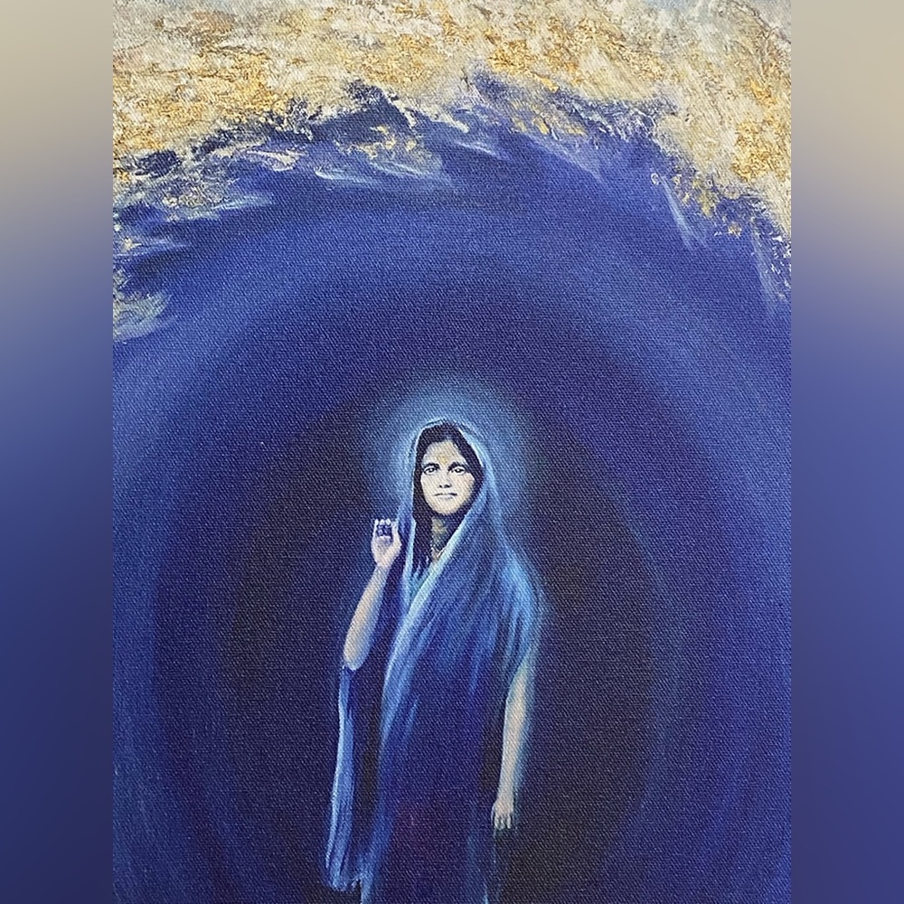 🌸 Sri Anandamayi Ma Original Meditation Art Canvas Painting Yoga - Picture 8 of 11